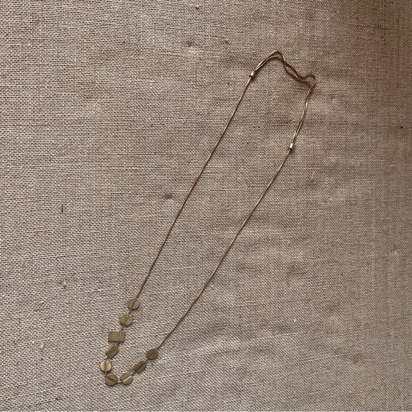 Gold tone geometric square triangle bead long necklace dainty quirky - Picture 5 of 5